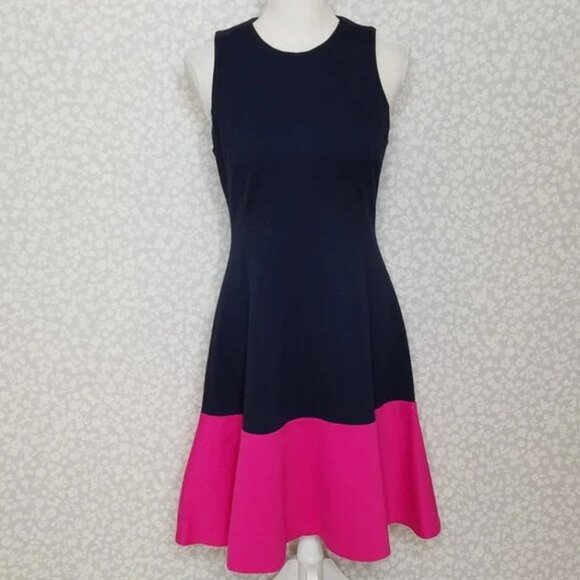 Eliza J Fit 'N Flare Dress Colorblock Sleeveless - Picture 1 of 6